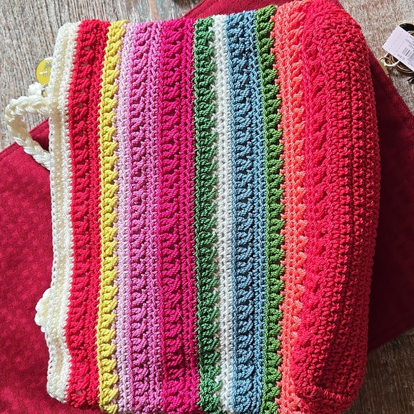 LINA Rainbow colored Raffia Woven Shoulder bag EUC - Picture 4 of 8